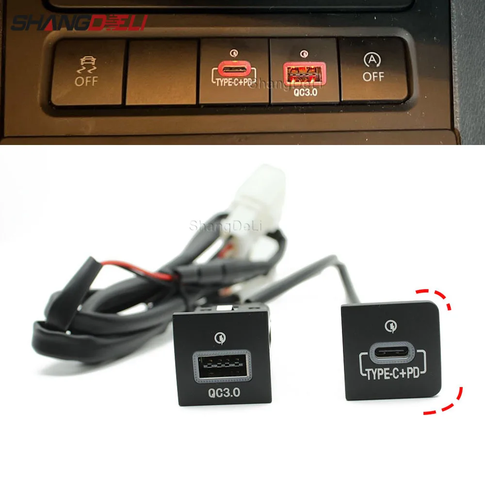 Cargador USB de coche PD carga rápida QC3.0 adaptador de carga de teléfono botón de salida para VW Golf 6 MK6 Jetta 5 Scirocco 2006 - 2012