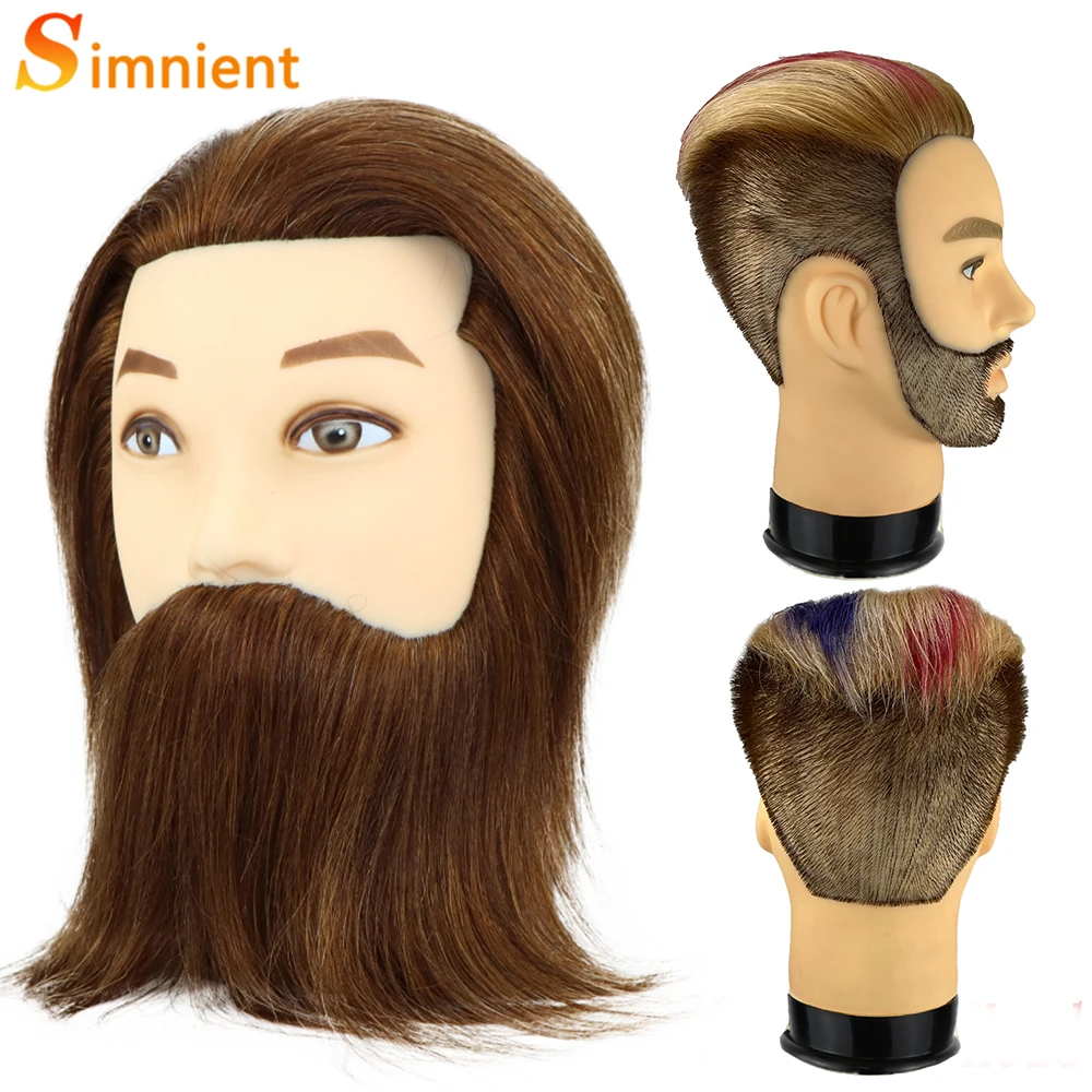 Simnient Nam Đầu Manocanh Với 100% Thực Sự Tóc Của Con Người Để Thực Hành Máy Làm Tóc Đào Tạo Thẩm Mỹ Đầu Búp Bê Cho Tóc Tạo Kiểu Tóc