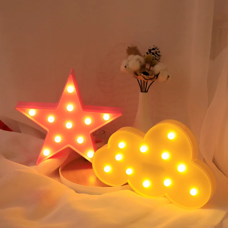 LED-vormige lamp kamersfeer decoratie ornament wolk maan pentagram decoratieve lamp creatief nachtlampje