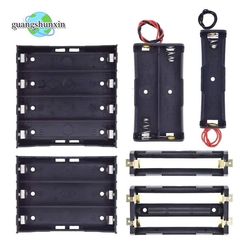 Plastic Standard Size AA/18650 Battery Holder Box Case Black With Wire Lead 3.7V/1.5V Clip