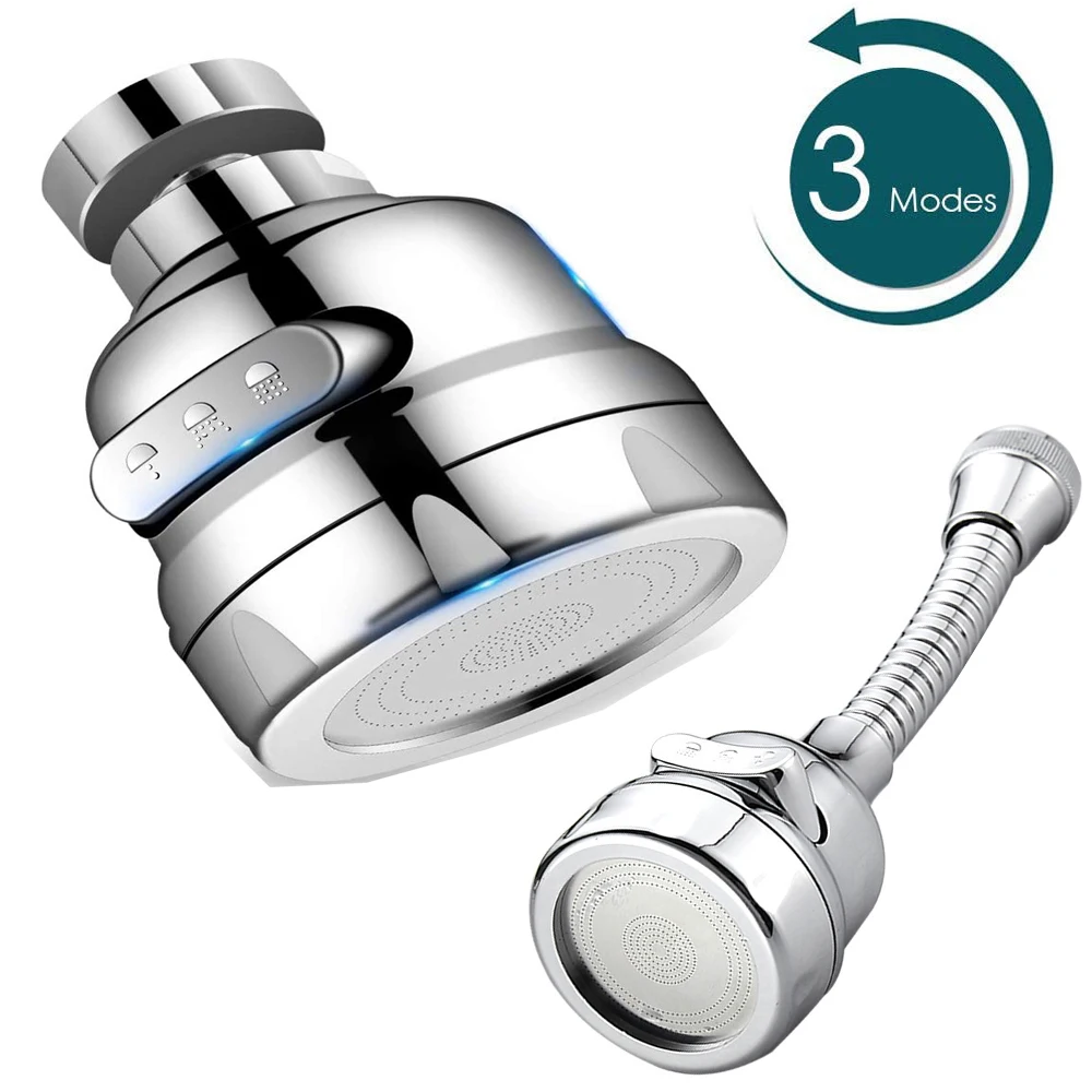 3 โหมดก๊อกน้ําปรับ Booster ก๊อกน้ํา Aerator เคลื่อนย้ายได้ยืดหยุ่น TAP HEAD Shower Diffuser Rotatable หัวฉีดอุปกรณ์ครัว
