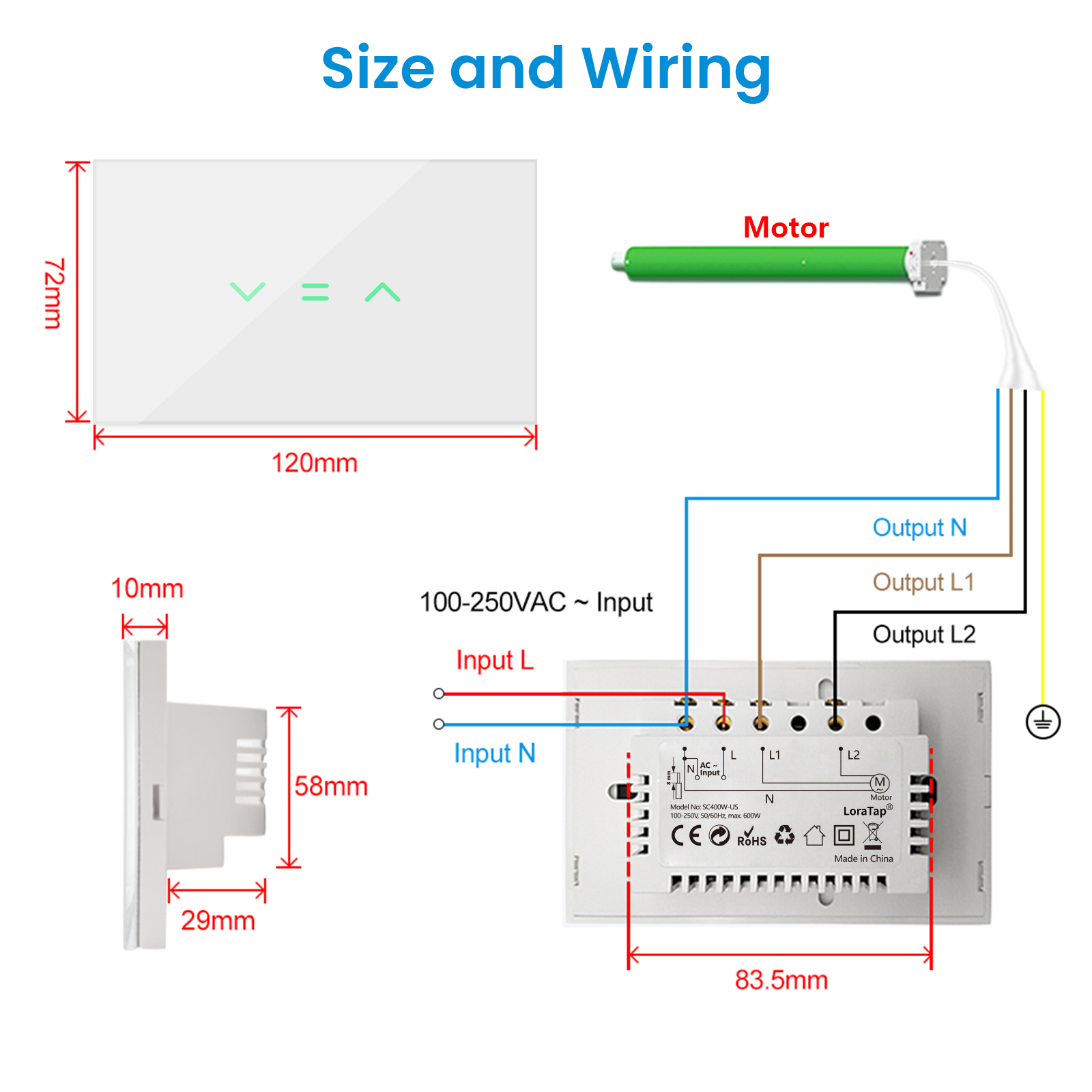 LoraTap US Curtain Blinds Roller Shutter Switch Backlight Tuya Smart Life App Timer Remote Control Voice by Google Home Alexa