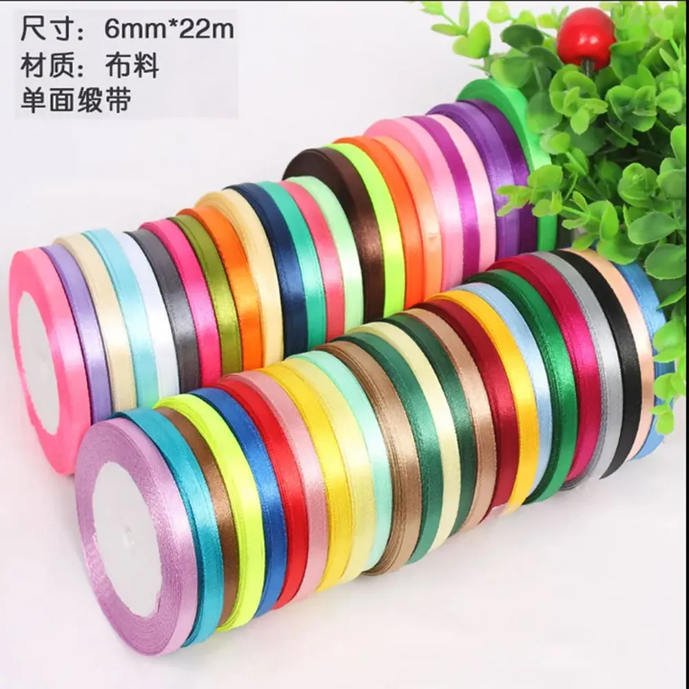 22 เมตร (25 หลา) ผ้าไหมซาตินริบบิ้น 1/4 "(6 มม.) party งานแต่งงานหน้าแรกตกแต่งห่อของขวัญคริสต์มาสปีใหม่ DIY วัสดุ
