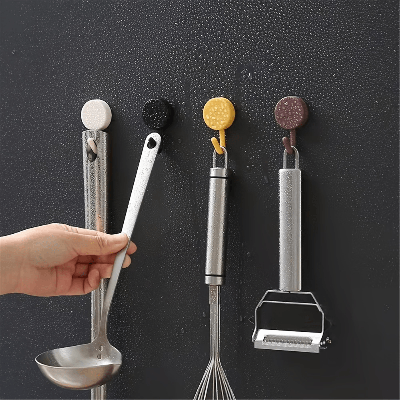 10PCS Selbstklebende Wand Haken Stark Ohne Bohren Mantel Tasche Badezimmer Tür Küche Handtuch Aufhänger Haken Hause Lagerung Zubehör