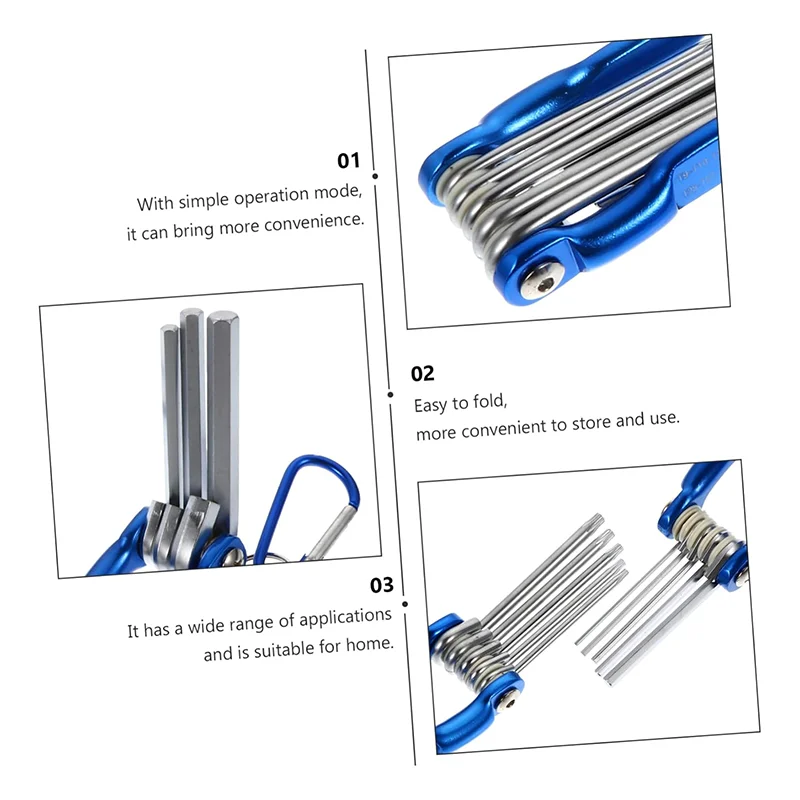 8-in-1 Folding Hexagonal Wrench CR-V Material Multi-functional Folding Wrench for Cycling/work Portable Hand Tool Set
