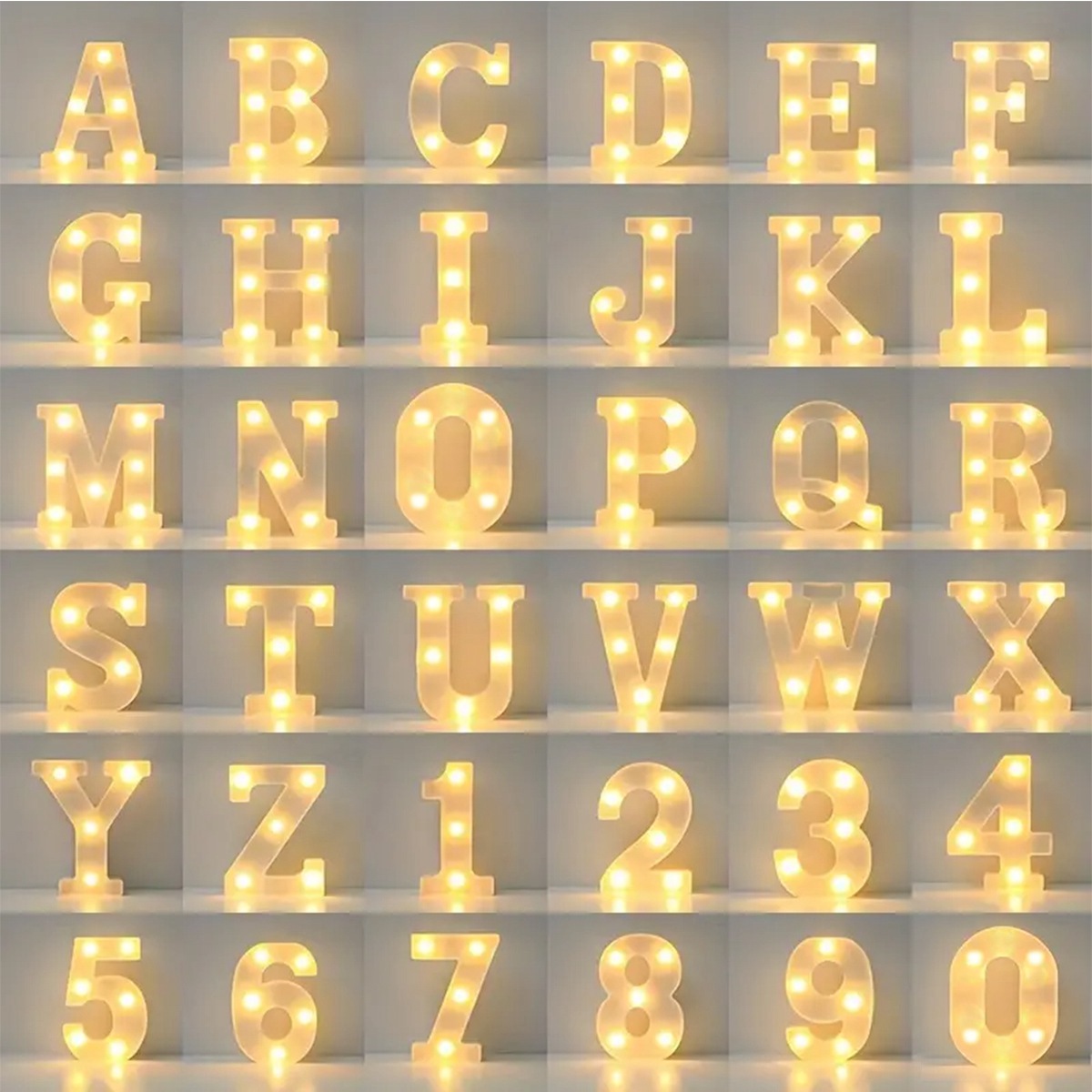 1 pz bianco decorativo Led illumina 6.3 ''numero lettere segno luci notturne tendone per la casa festa di nozze compleanno decorazioni natalizie