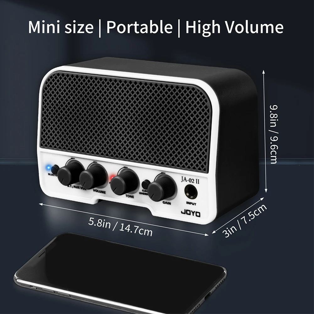 JOYO JA-02 II Đàn Guitar Mini Khuếch Đại Kênh Đôi Sạch Sẽ & Overdirve Tác Dụng Guitar AMP Với Bluetooth 5.0 AUX Connetor