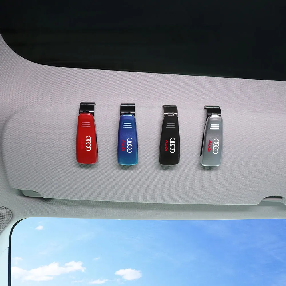 2szt Samochodowy uchwyt na okulary przeciwsłoneczne AUTO Osłona przeciwsłoneczna Klips na karty Stojak na bilety do Audi SLINE A4 B8 B6 B9 B7 A1 Q3 A7 A3 8P 8V