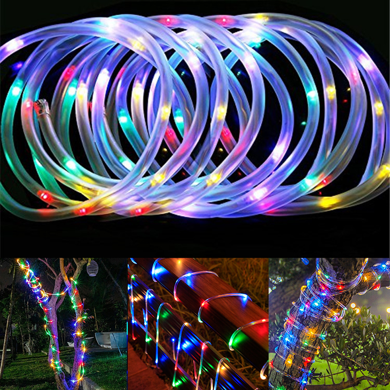 1 PC พลังงานแสงอาทิตย์ LED String Light 50LED หลอดเชือก String ไฟ 8 โหมดกันน้ํากลางแจ้งหลอดพลังงานแสงอาทิตย์รั้วไฟสําหรับตกแต่งบ้าน