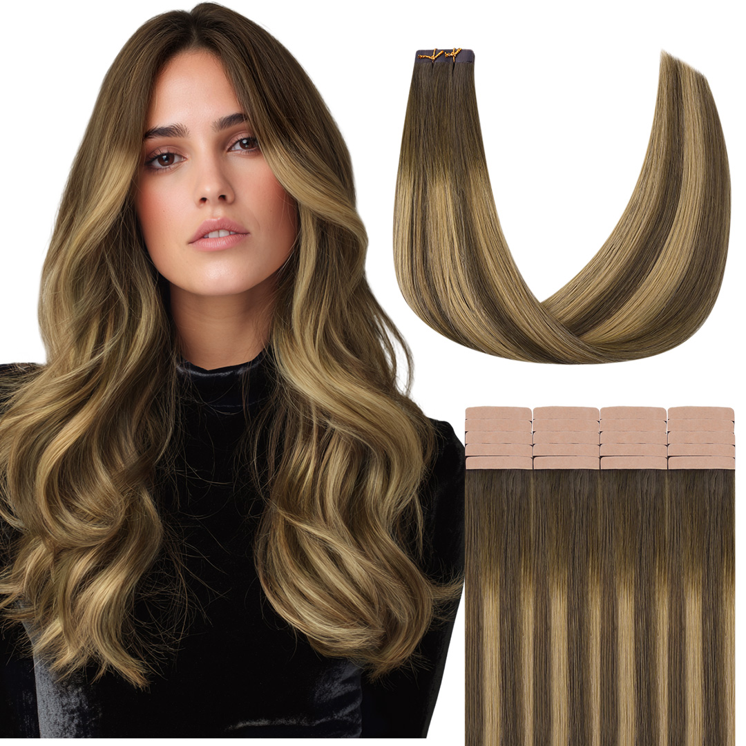 Лента для наращивания человеческих волос, настоящие волосы Remy для наращивания, прямой бесшовный клей для утка кожи, клей для салона, высокое качество