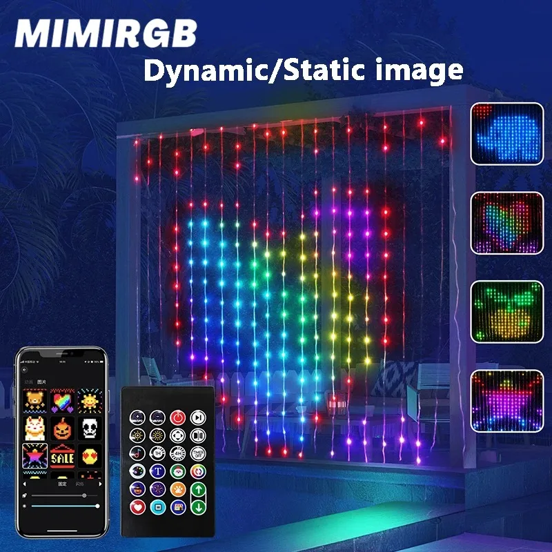 400 LED Inteligentne Lampki Kurtyna Programowalne RGBIC Lampki Świąteczne Ściemnialne Wzory DIY Lampki Dekoracyjne na Festiwal i Imprezę