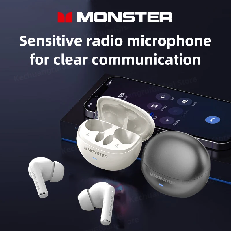 Monster MQT39 auriculares inalámbricos Bluetooth 6,0 TWS auriculares estéreo de alta fidelidad auriculares para juegos con reducción de ruido auriculares deportivos con micrófono