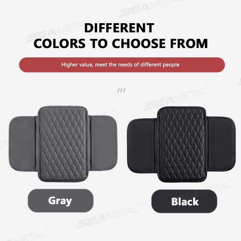 SEAMETAL-PU Couro Car Braço Resto Almofada, Anti Scratch Braço Proteção Capa, Center Console Box Protector com Bolso De Armazenamento