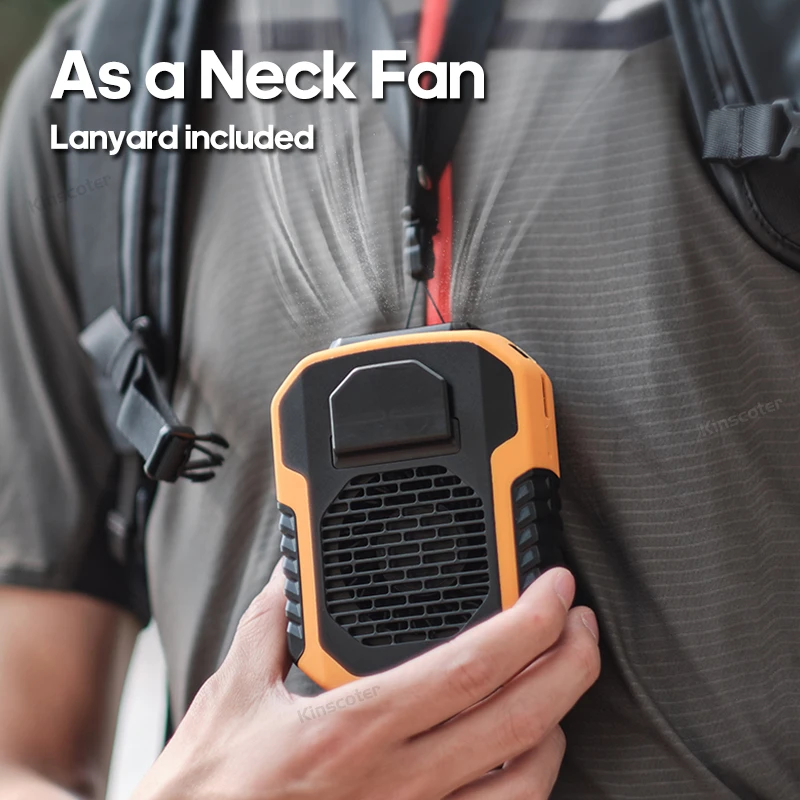 Kinscoter 6000mAh pendurado pescoço/cintura ventilador USB mini ventilador recarregável portátil para acampamento ao ar livre caminhadas escalada corrida esportes
