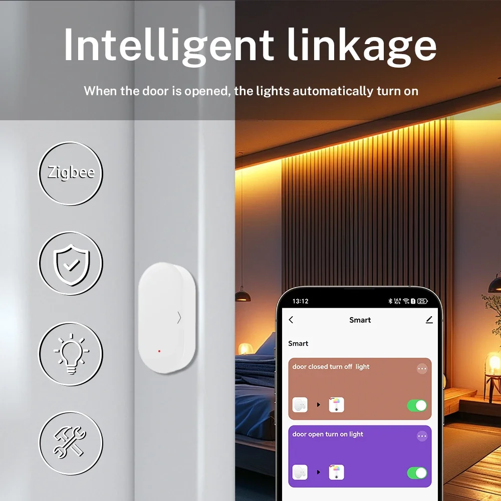 Zigbee 3.0 Tuya Czujnik drzwi Czujnik okna Kompatybilny z Alexa Google Assistant Bezpieczeństwo w domu dla inteligentnego domu Smart Life APP