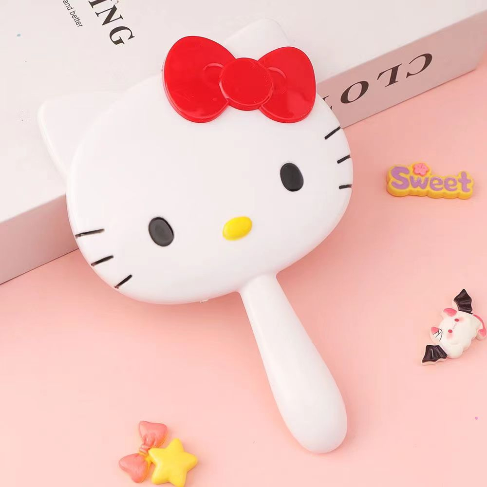Sanrio Hello Kitty Handheld Portable Makeup Mirror Anime Kt Cat New Cute Student School Dormitory Cosmetic Mirror Girl Gift