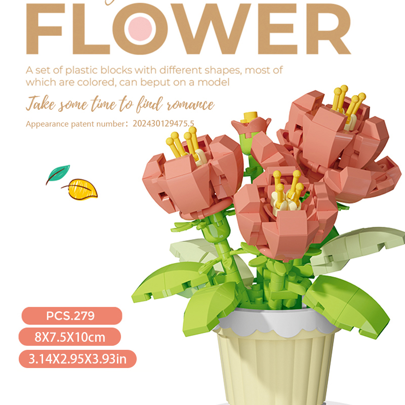 Bouwsteen Bloem Simulatie Boeket Kleine Deeltjesassemblage Puzzel Speelgoed Kinderen Handgemaakt Diy Potblad Ornament