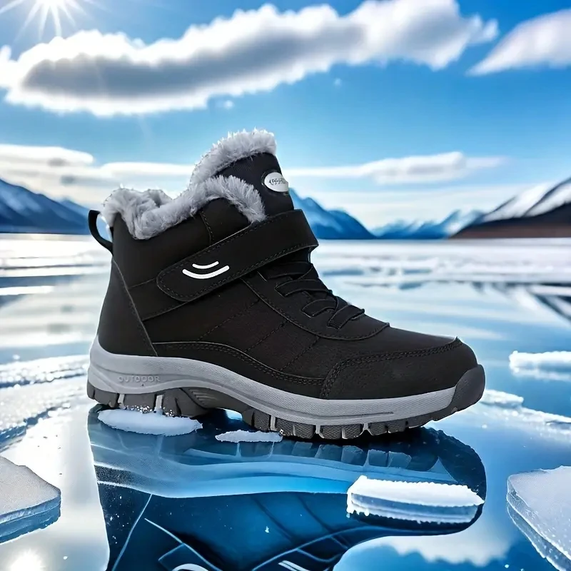 Botas Mujer Botas de nieve para mujer en invierno con plumas de felpa y aislamiento grueso Zapatos de algodón ligeros antideslizantes para hombre