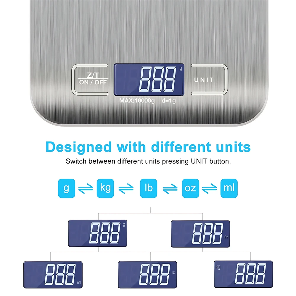 식품 다이어트용 스테인리스 스틸 주방 저울, 우편 밸런스 측정, LCD 정밀 전자, 10KG