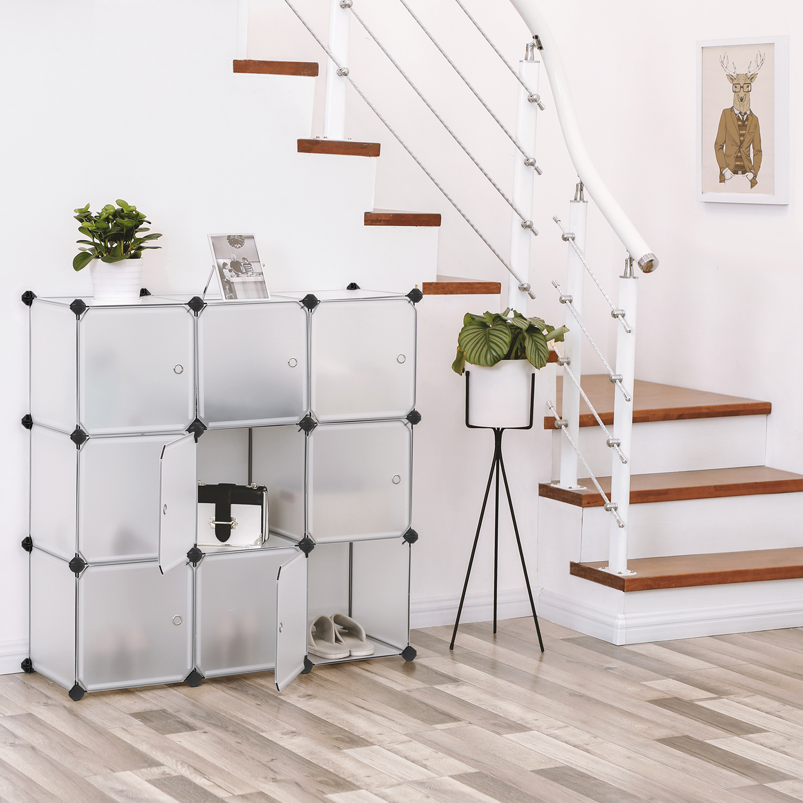 SONGMICS Schuhregal LPC116HS, Regalsystem, Kleiderschrank aus Kunststoff, 9 Würfel