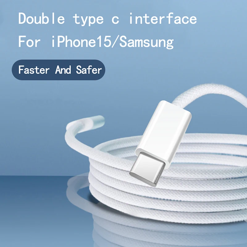 สายชาร์จเร็ว Type C to Type C สีสันสดใส สำหรับ Apple iPhone16 PD 60W รองรับ Huawei Xiaomi Samsung สายถักแบบ Type C อุปกรณ์เสริม