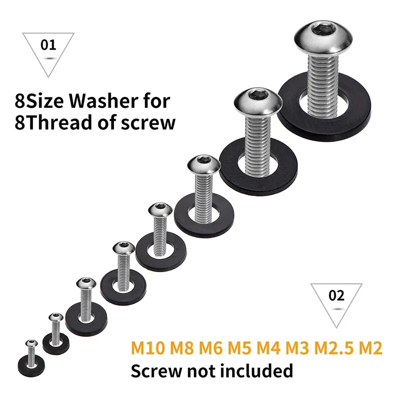 Set di assortimento piatto di rondelle in nylon da 500 pezzi con piastre di sicurezza di 8 dimensioni M2 M2.5 M3 M4 M5 M6 M8 M10 Rondelle di tenuta in nylon