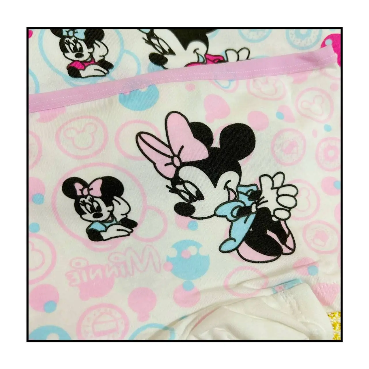 2 ชิ้น/ถุง 2-10Y สาวใหม่ Minnie mouse ชุดชั้นในการ์ตูนเด็กกางเกงยีนส์เด็กกางเกงเด็กกางเกงมุมแบนกางเกงสั้น