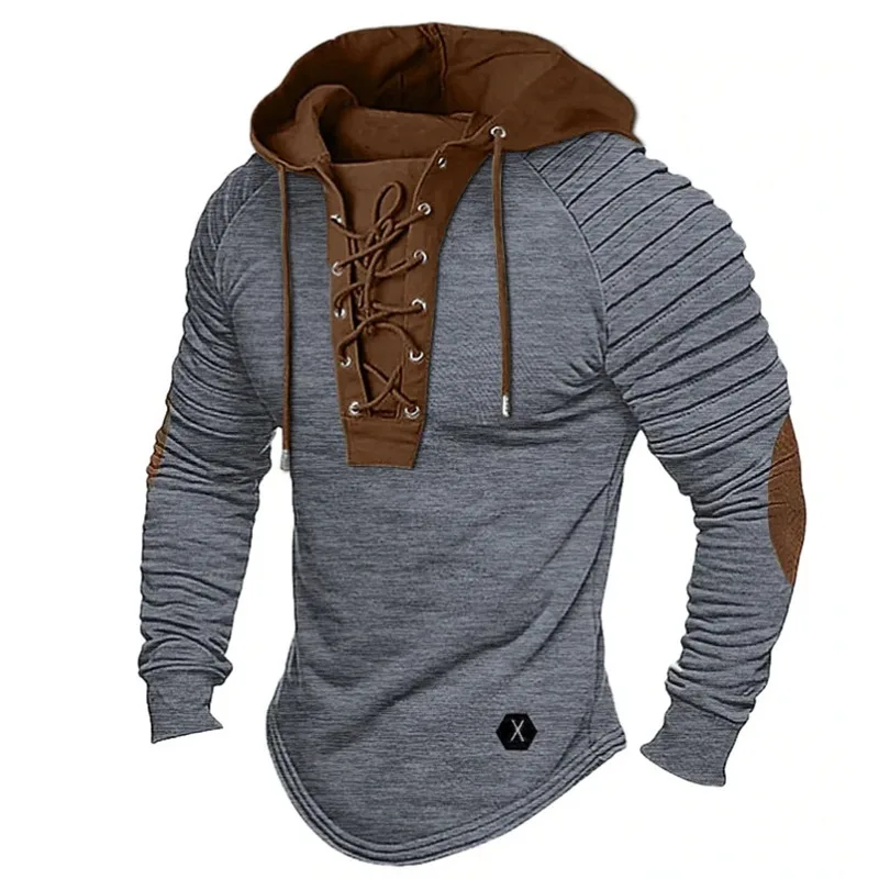 Moletom com capuz de manga longa combinando com cores masculinas ginásio fitness musculação muscular camiseta casual pulôver casaco superior outwear