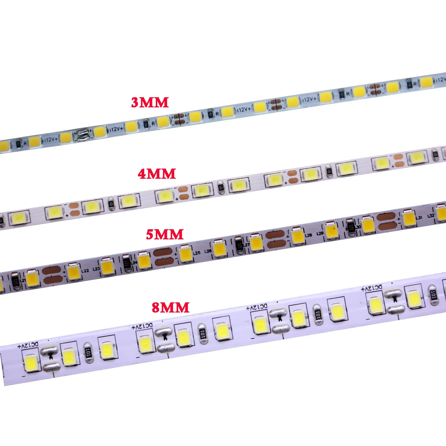 Tira de luces LED de 3mm, 4mm, 5mm de ancho estrecho, 5M DC12V 2835 120 180Leds, cuerda de luz, cinta LED Flexible, lámpara de retroiluminación, decoración del hogar