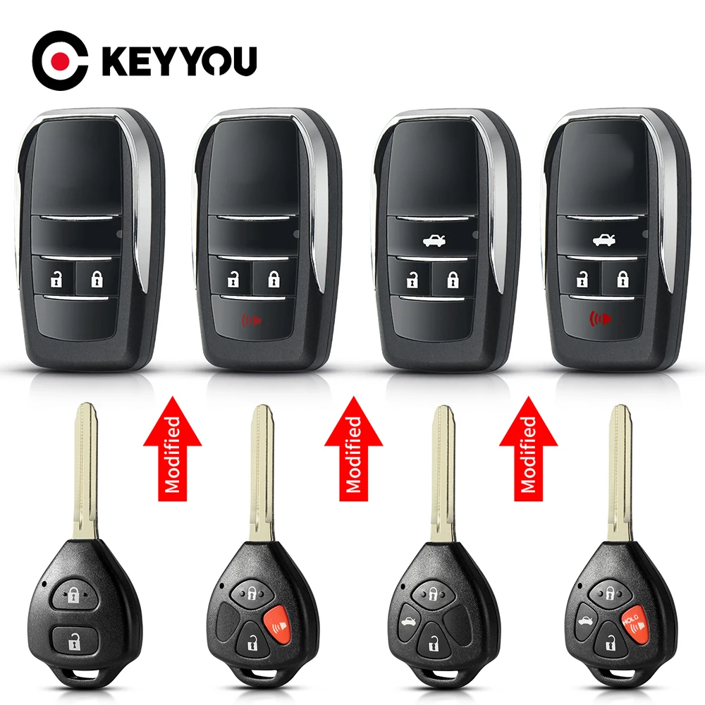 KEYYOU 2/3/4 przyciski zmodyfikowane etui na kluczyk z klapką dla Toyota Reiz Camry Rav4 Yaris Corolla 4Runner Avlon