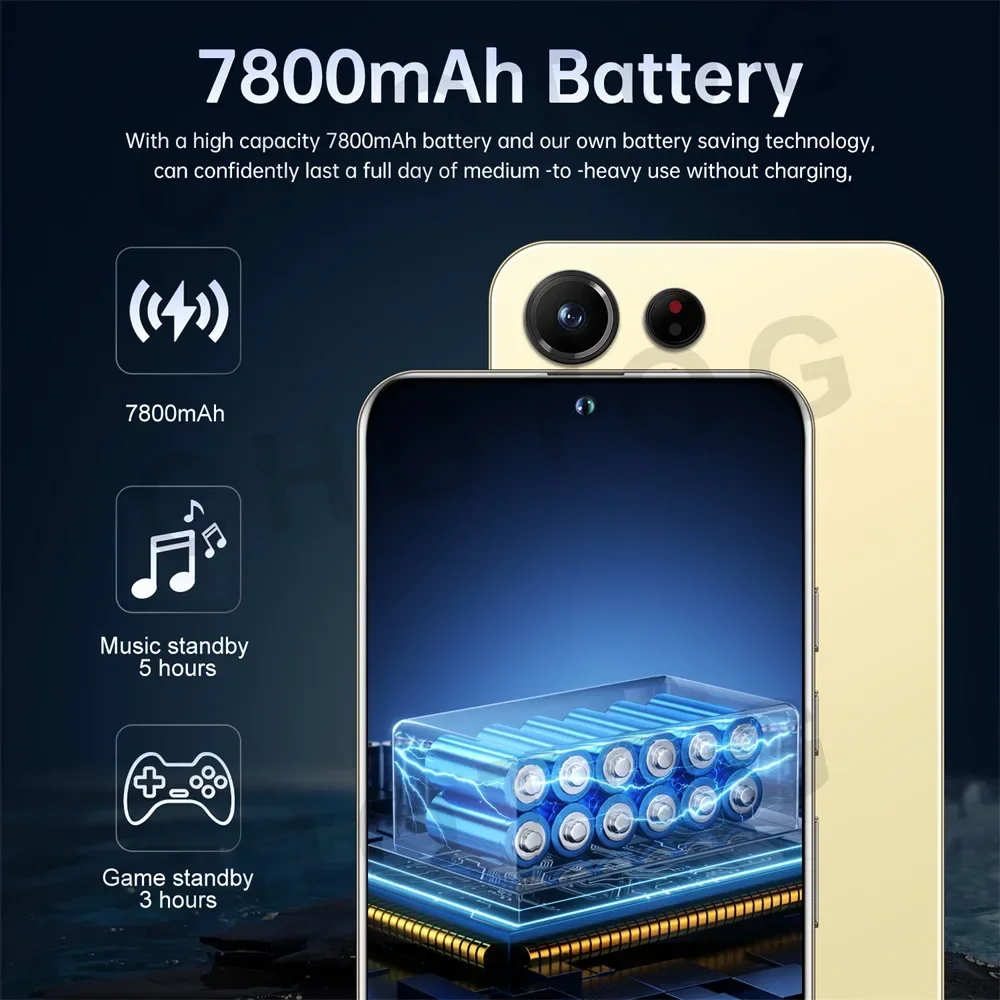 2025 Smartphone SMS 24 Ultra Originale 7.3HD Doppia Scheda SIM Telefono Cellulare 7800mAh Android 14 Versione Globale Cellulari Cellulari