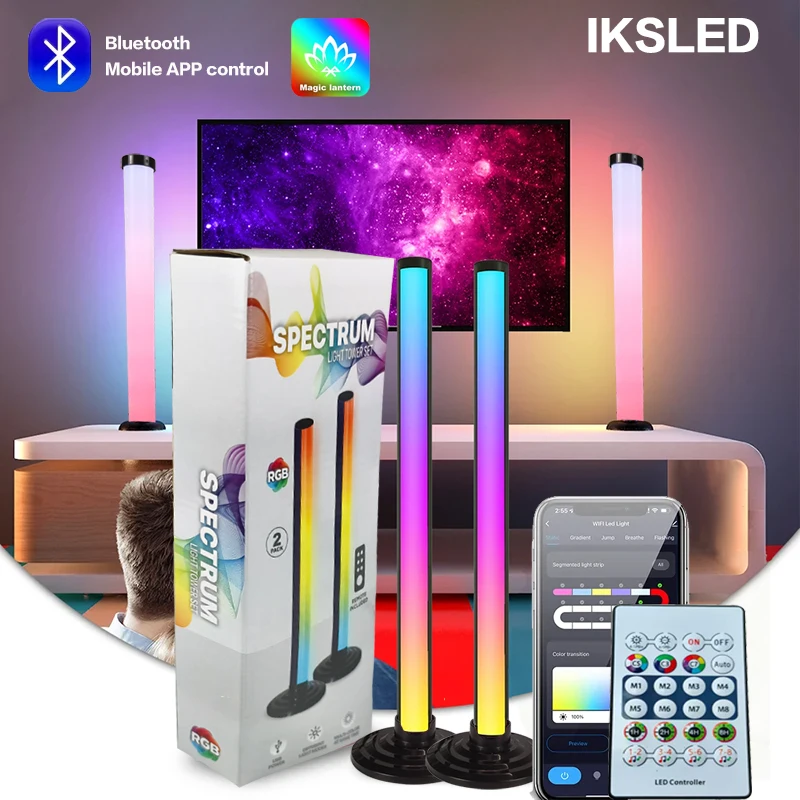 RGB-Umgebungslicht, Bluetooth, doppelseitig leuchtend, 24-Tasten-Fernbedienung, intelligente App, LED-Desktop-Licht, Umgebungslicht