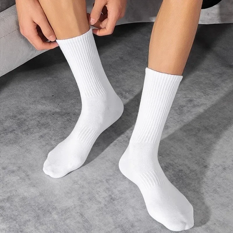 5 pares de calcetines Unisex de algodón puro negro blanco sólido diseñador suave transpirable deporte al aire libre calcetín tobillo calcetines de negocios hombres mujeres