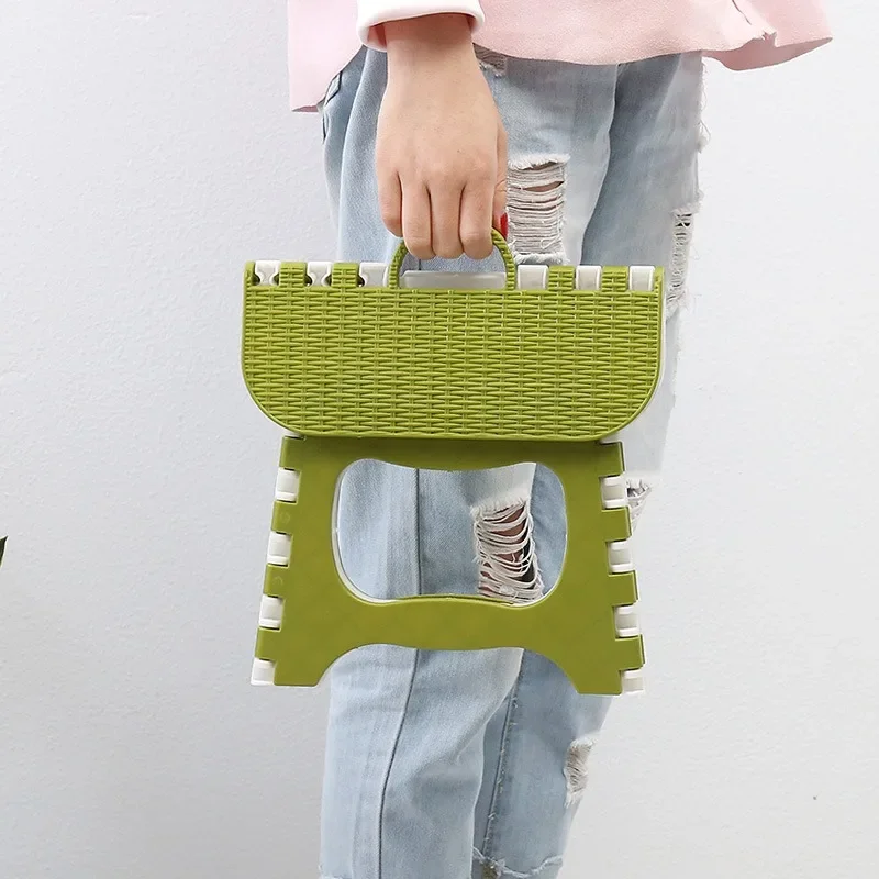 Lightweight portable thickened plastic folding stool - great for kids, great train stool, and space-saving furniture