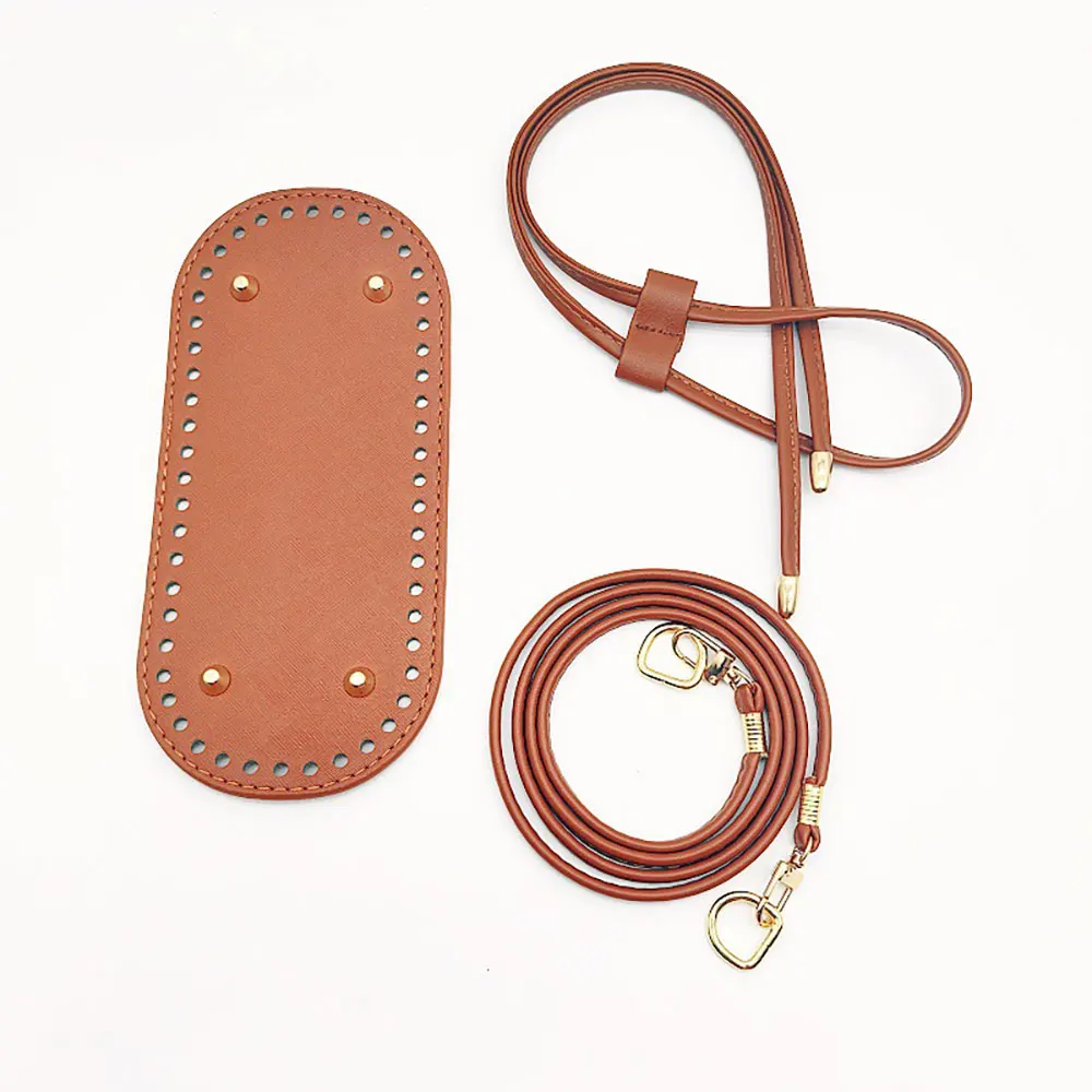 Kit per la creazione di borse fai-da-te da 3 pezzi con base per borsa a secchiello in pelle PU a catena e tracolla Accessori per borse all'uncinetto ﻿