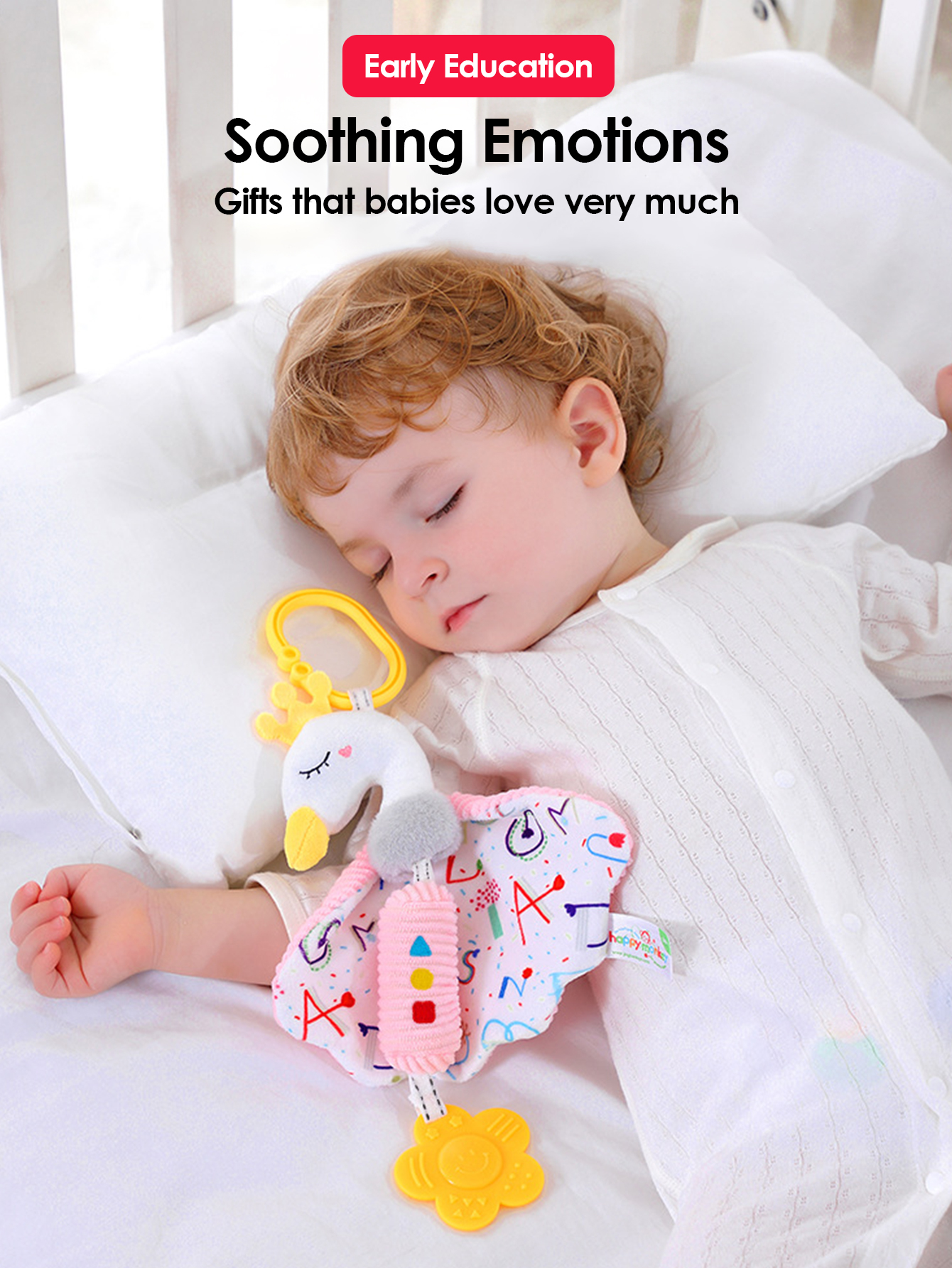 Soft Infant Crib Bed Stroller Mobile Hanging Rattle Baby Educational Toys Brain Developmental Hand Grip Cute Stuffed Animal Toys
