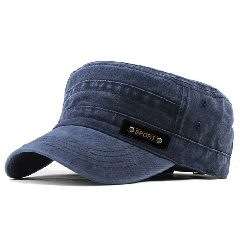 Gorro militar a prueba de sol con tapa plana de algodón lavable para primavera verano y otoño