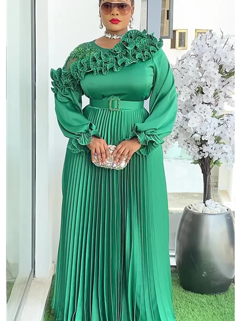 Vestidos de Noche de talla grande para mujer, vestido africano liso de lujo, vestido largo elegante de fiesta de boda turco, ropa Ankara para mujer