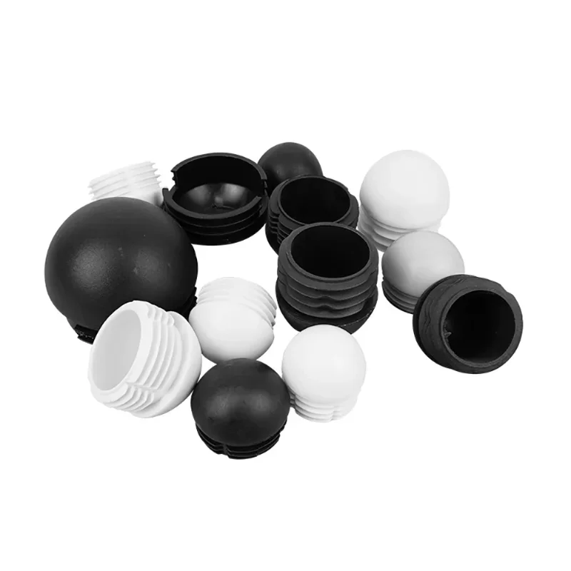 Piedini per sedie rotondi in plastica bombata nera/bianca inserti per tubi a tubo tappi terminali per tranciatura 16/20/28/30/35/38/40/42/45/48/50mm 2/4/10 pz