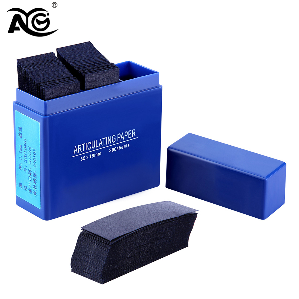 AG 300PCS ทันตกรรม 55*18 มม.สีฟ้า/สีแดง Articulating แถบกระดาษทันตกรรมช่องปากฟันไวท์เทนนิ่งวัสดุ 55*18 มม.เครื่องมือทันตกรรม