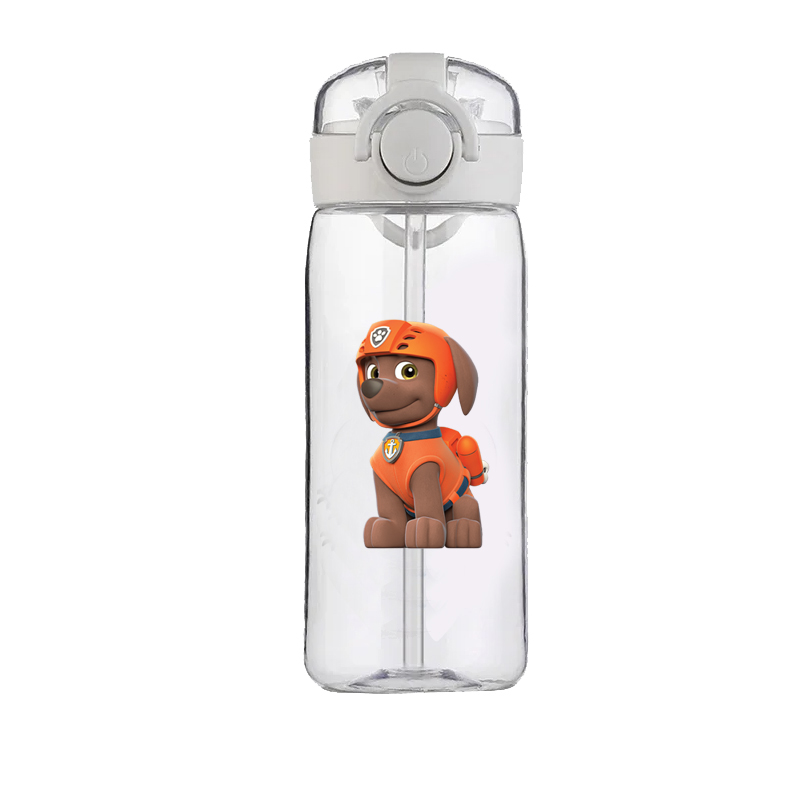 PAW Patrol Chase Cup-botella de agua transparente de alta calidad para deportes al aire libre, botella de agua escolar de plástico a prueba de fugas para niños, 400ML