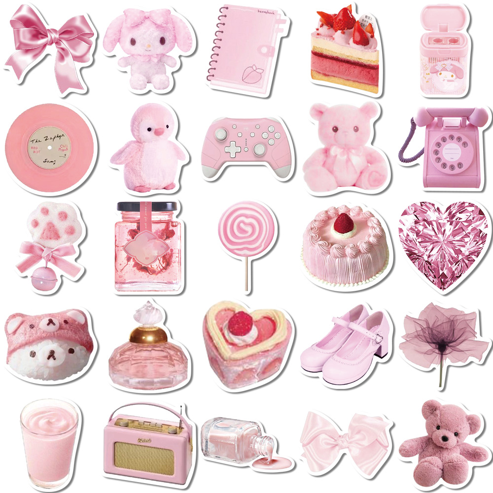 สติกเกอร์กราฟฟิตีลายการ์ตูนสีชมพูกันน้ำ10/30/50ชิ้นสติ๊กเกอร์ตกแต่งกระเป๋าแล็ปท็อปสมุดเก็บภาพสำหรับเด็ก