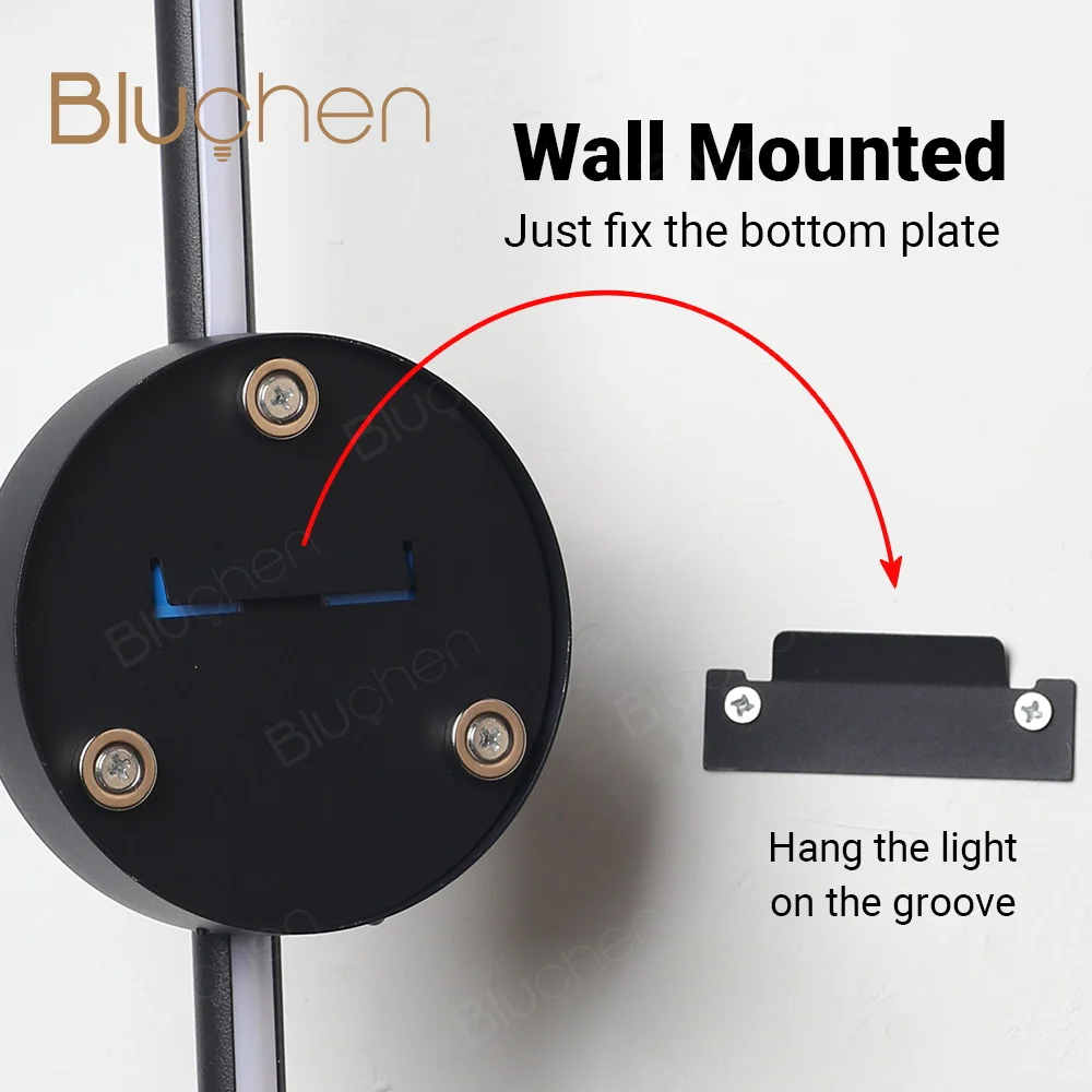 Lâmpada de parede LED sem fio 5V recarregável 50cm 80cm luz de parede com controle remoto moderna lâmpada de cabeceira para quarto preto