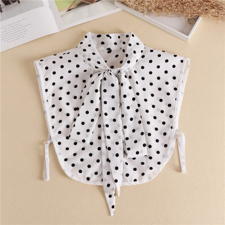 Feminino bolinhas bowknots camisa gola falsa gravata algodão destacável gola falsa lapela blusa topo outono camisola decorativa