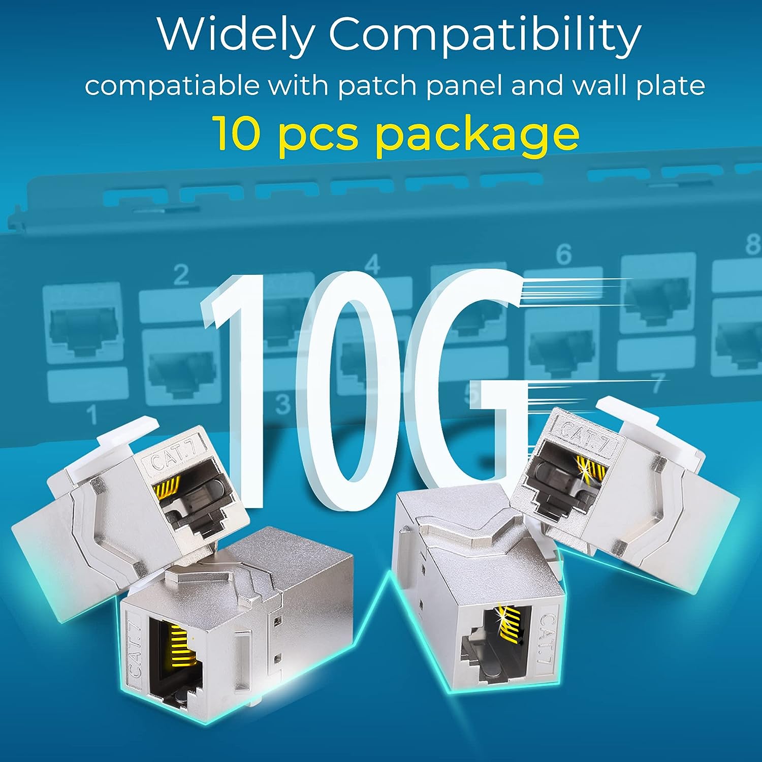 Соединитель RJ45 ZoeRax 1 шт., разъем Keystone Jack Cat7 Cat6a 10G, поддержка, Женский трапецевидный STP 10 шт. для настенной пластины и патч-панели