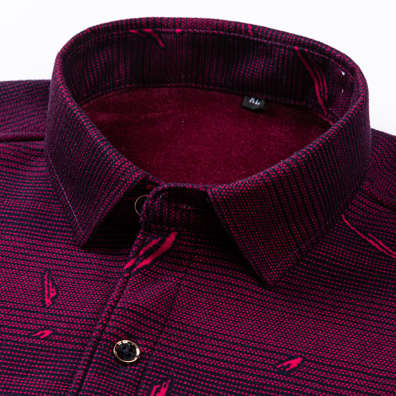 Men's long-sleeved shirt thickened warm 7XL8XL plus size Autumn/Winter casual no-ironing comfortable double-sided fleece top