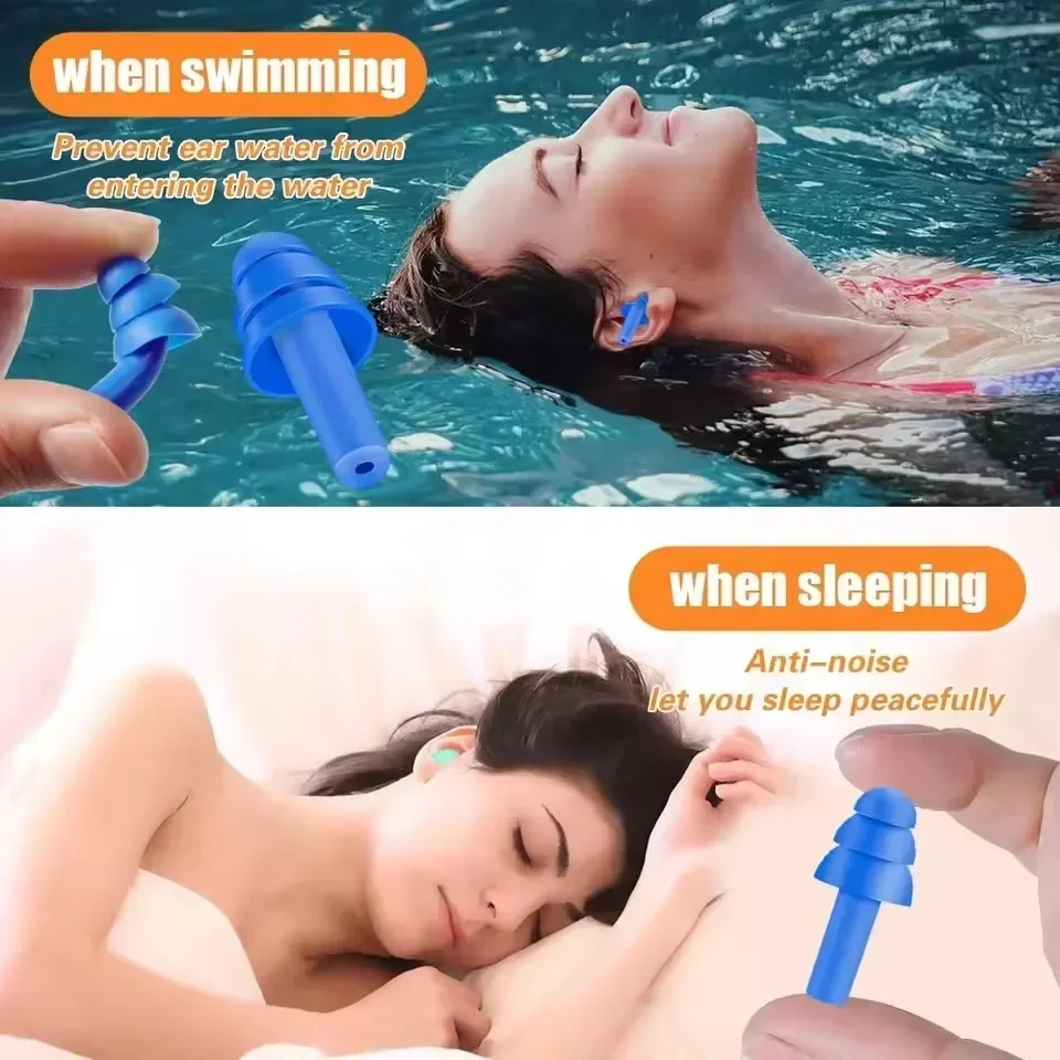 25/1 คู่ปลั๊กอุดหู Sleeping ตัดเสียงรบกวนซิลิโคน Sound Block ปลั๊กอุดหูฤดูร้อนกันน้ําว่ายน้ําหูปลั๊กกล่อง