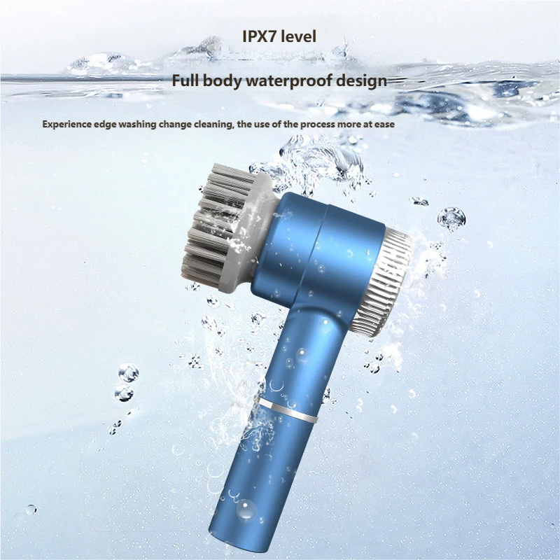 Electric Spin Scrubber With 5 Replaceable Brush Head, Three-speed Adjustable Handheld Rechargeable Shower Scrubber