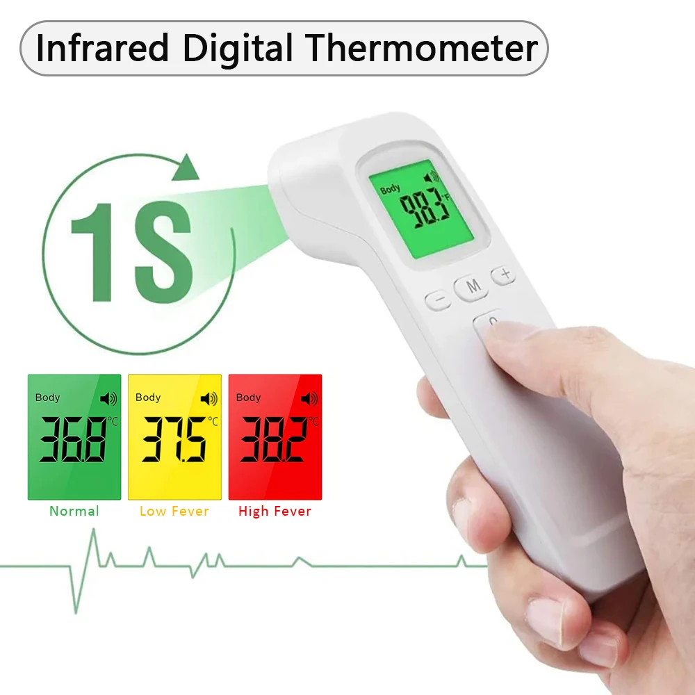 Termómetro infrarrojo Digital médico 1s Medición rápida de temperatura Termómetro médico de mano para frente corporal sin contacto ℃ ℉