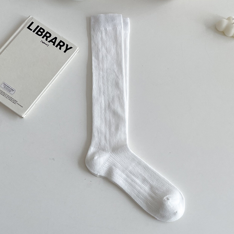 Calcetines Balletcore hasta la pantorrilla para mujer, calcetines a media pantorrilla, calcetines blancos y negros, medias de malla fina de verano